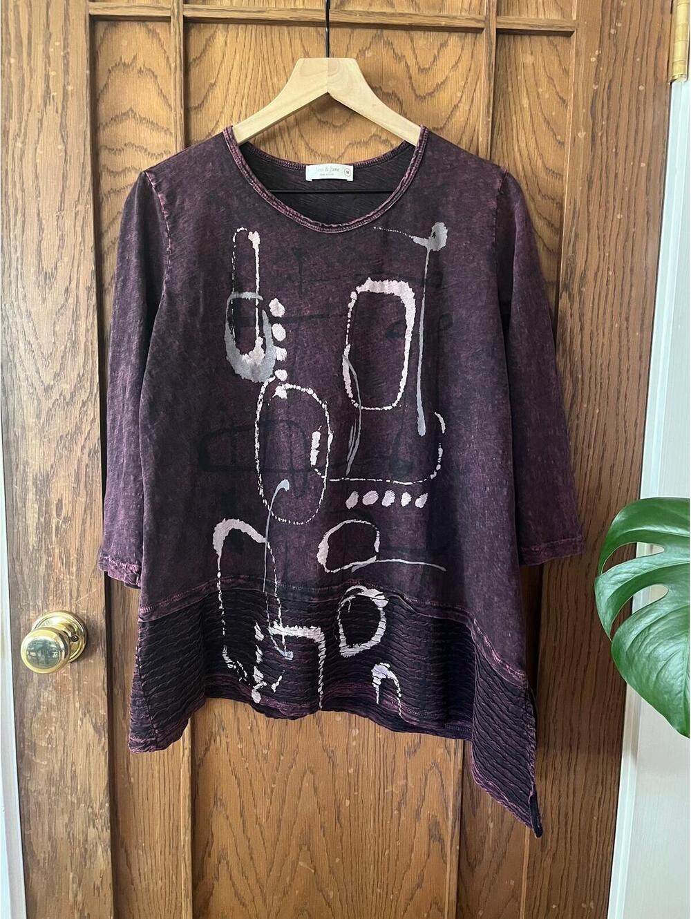 Jess & Jane Lagenlook Art-to-Wear M Medium Acid Asymmetrical USA Tunic Shirt
